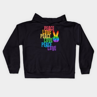 PEACE Sign Hand Rainbow Retro Love Kids Hoodie